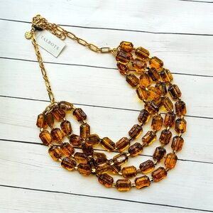 NEW NWT Talbots Amber Bead Gold Multi-Strand Statement Necklace $79.50 Retail